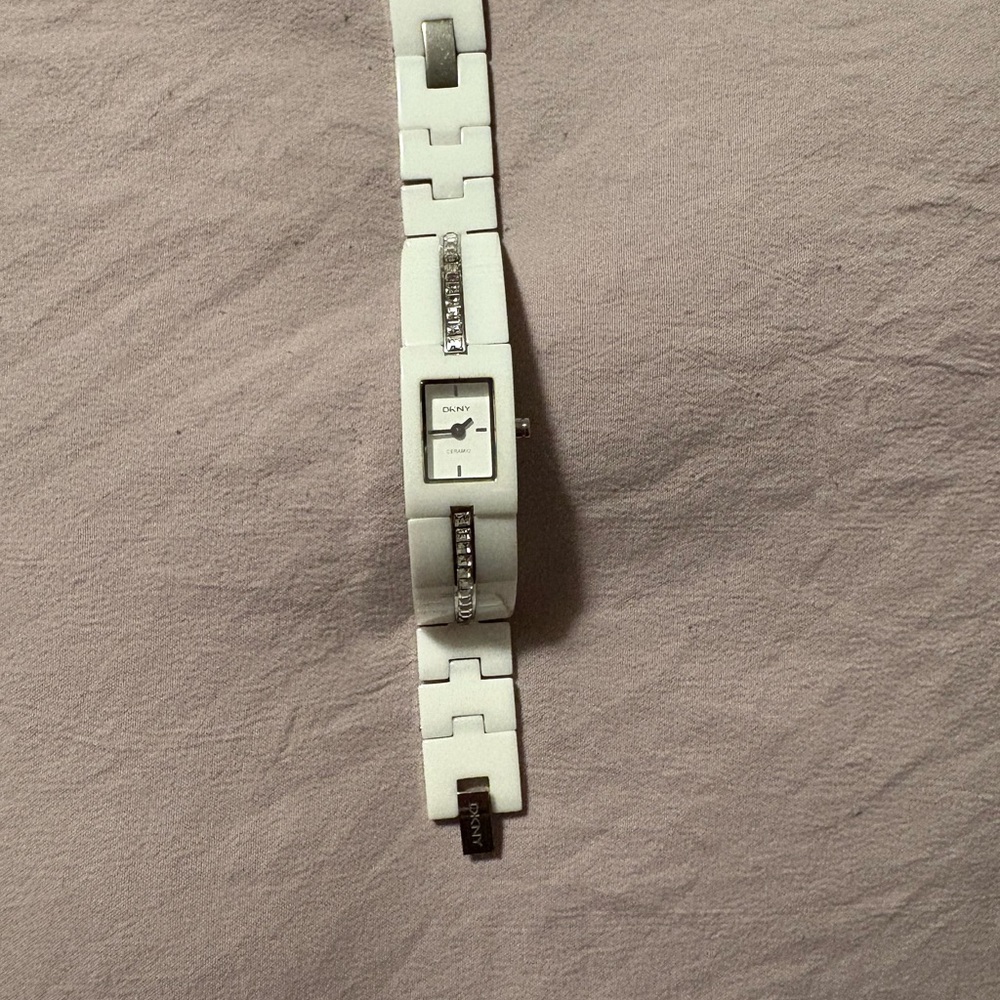 DKNY Silver and White Watch